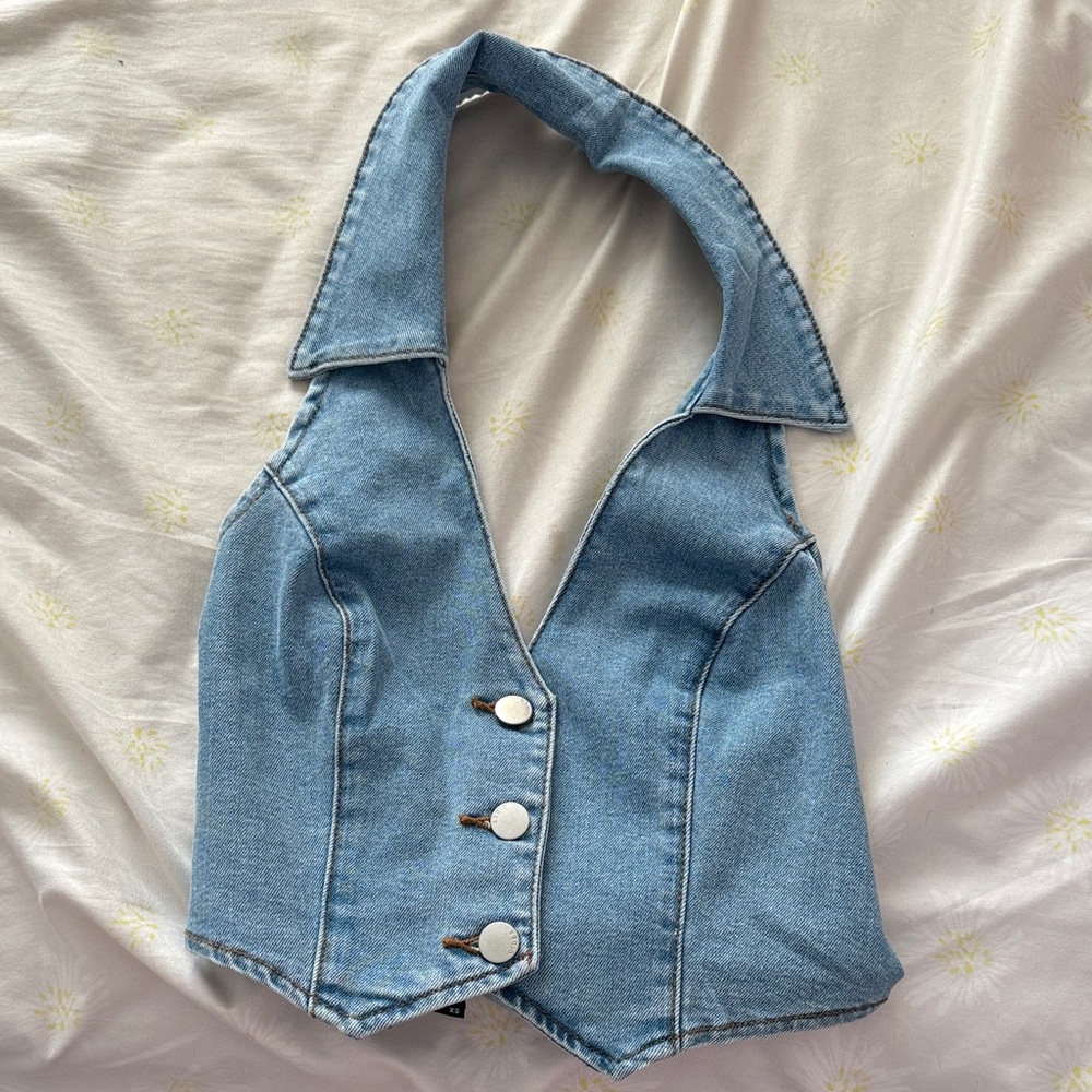 Cider Blue Denim Halter Top